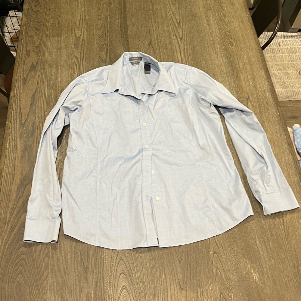 Liz Claiborne Light Blue Button Front Collared Shirt Size XL